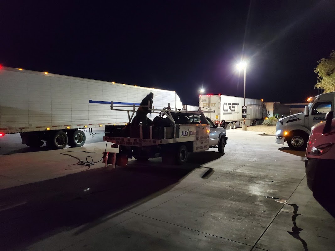 Mobile diesel mechanic at work